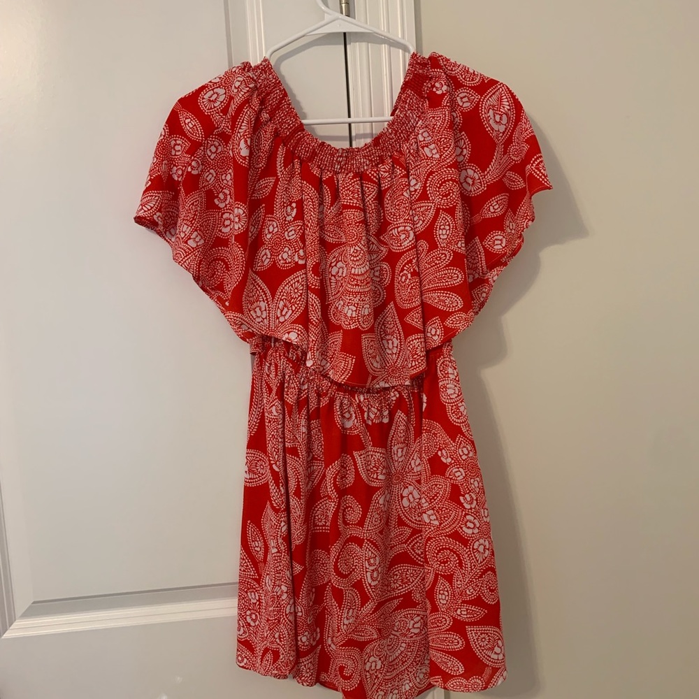 Show me your mumu off the shoulder red dress